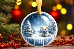 Season of Joy Round Christmas Ornament Sublimation PNG Product Image 1