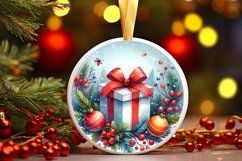 Colorful Gift Christmas Round Ornament Sublimation PNG Product Image 3