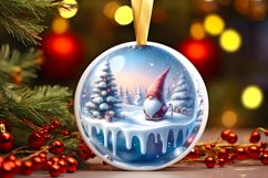 Round Christmas Ornament with Gnome PNG Product Image 3