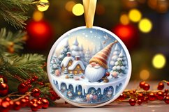 Round Christmas Ornament with Gnome PNG Product Image 3