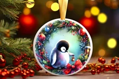 Watercolor Christmas Penguin Ornament Sublimation PNG Product Image 3