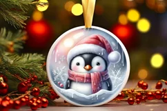 Winter Penguin Portrait Sublimation PNG Product Image 3