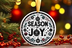 Season of Joy Round Christmas Ornament Sublimation PNG Product Image 1