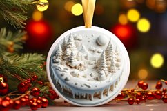 Round 3D Martzipan Winter Scene Ornament Sublimation PNG Product Image 1
