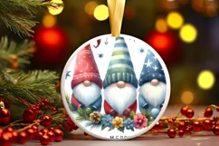 Colorful Winter Gnomes Christmas Ornament Product Image 2