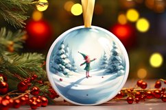 Round Christmas Ornament with Elf PNG Product Image 3