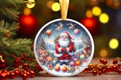 Santa with deer Round Ornament Sublimation PNG Product Image 2