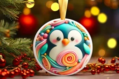 Pastel Penguin Ornament Sublimation PNG Product Image 1