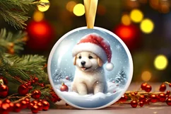 Winter Scene Puppy Portrait Round Sticker Product Image 1