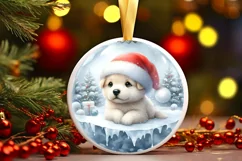 Winter Scene Puppy Portrait Round Sticker Product Image 3
