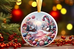 Christmas Candy Scene Round Ornament PNG Product Image 1