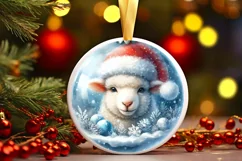 Winter Scene Lamb Christmas Ornament Product Image 2