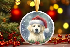 Christmas Dog Round Ornament Sublimation PNG Product Image 3
