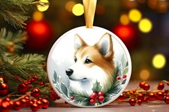 Christmas Dog Round Ornament Sublimation PNG Product Image 3