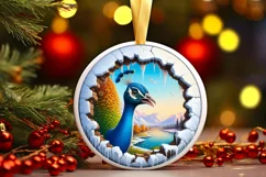 Peacock Smiling Round Ornament Sublimation PNG Product Image 3