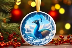 Peacock Smiling Round Ornament Sublimation PNG Product Image 3