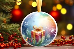 Colorful Christmas Gift Round Ornament Sublimation PNG Product Image 3