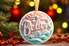 BELIEVE Round Ornament Sublimation PNG Product Image 3