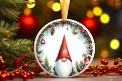 Gnome Round Ornament Sublimation PNG Product Image 3