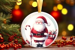 Santa Round Ornament Sublimation PNG Product Image 1