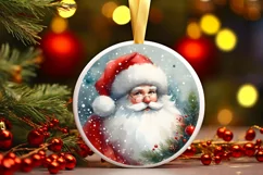 Santa Round Ornament Sublimation PNG Product Image 3