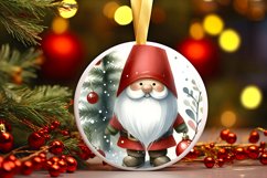 Christmas Gnome Round Ornament Sublimation PNG Product Image 3