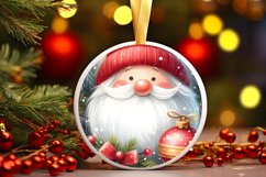 Christmas Gnome Round Ornament Sublimation PNG Product Image 3