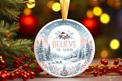 Winter Scene with Believe in Santa Round Ornament Product Image 3