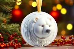 Melting 3D Polar Bear Christmas Ornament PNG Product Image 3