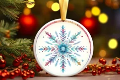 Colorful Snowflake Christmas Ornament PNG Product Image 3