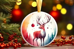 Colorful Deer Christmas Ornament PNG Product Image 3