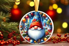 Melting Winter Gnome Round Ornament Sublimation PNG Product Image 2