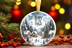 Christmass Scene Baby it's Cold Outsite Round Ornament Product Image 3