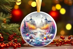 Round Melting Winter Scene Spain Ornament PNG Product Image 1
