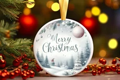 Round Melting Winter Scene Merry Christmas Ornament PNG Product Image 1