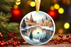 Round Melting Winter Scene Spain Ornament PNG Product Image 1