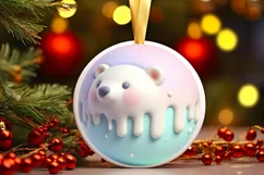 3D Polar Bear Christmas Ornament PNG Product Image 3