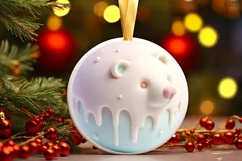 3D Polar Bear Christmas Ornament PNG Product Image 1