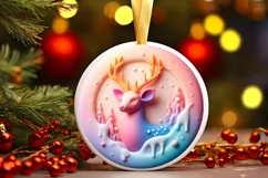 Round 3D Marzipan Christmas Deer Ornament PNG Product Image 1