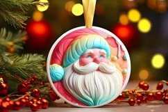 BELIEVE 3D Santa Christmas Ornament Sublimation PNG Product Image 3