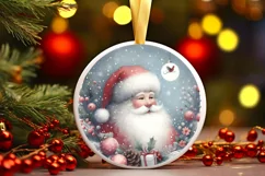 Santa Round Ornament Sublimation PNG Product Image 3