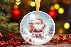 Santa Round Ornament Sublimation PNG Product Image 3