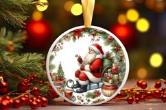 Santa Round Ornament Sublimation PNG Product Image 3