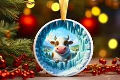 Icy Wall Cow Digital Painting Sublimation PNG Product Image 2
