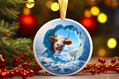 Icy Wall Cow Digital Painting Sublimation PNG Product Image 1