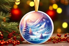 Round Winter Scene Tour Eiffel Ornament PNG Product Image 3