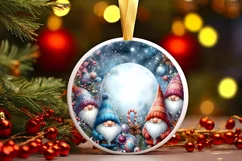 Winter Gnomes Round Ornament Sublimation PNG Product Image 3