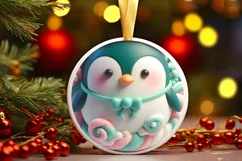 Melting 3D Penguin Christmas Ornament PNG Product Image 1