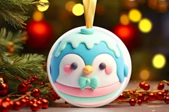 Melting 3D Penguin Christmas Ornament PNG Product Image 1