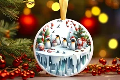 3D Watercolor Winter Penguins PNG Product Image 2